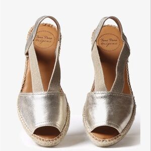 Toni Pons Tiede gold espadrille size 37/7 never worn!